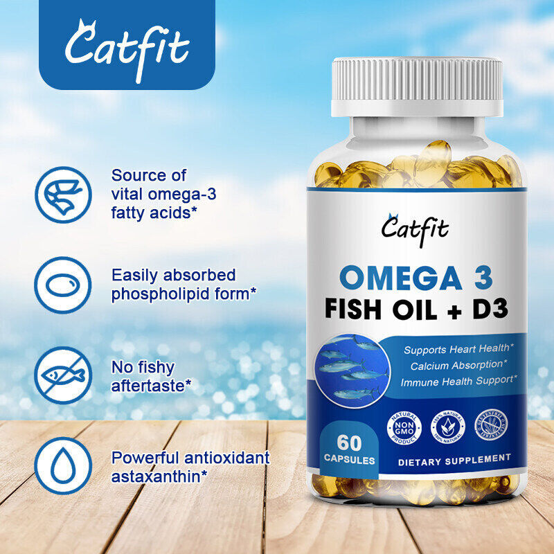 120 Pills Omega 3 Fish Oil Capsules 3x Strength 1200mg EPA & DHA Highest Potency