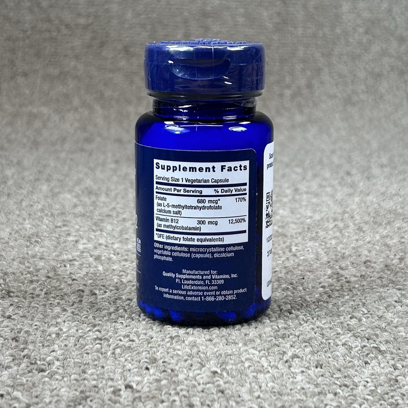 Life Extension Bioactive Folate And Vitamin B12 90 VegCaps Expires 12/2027
