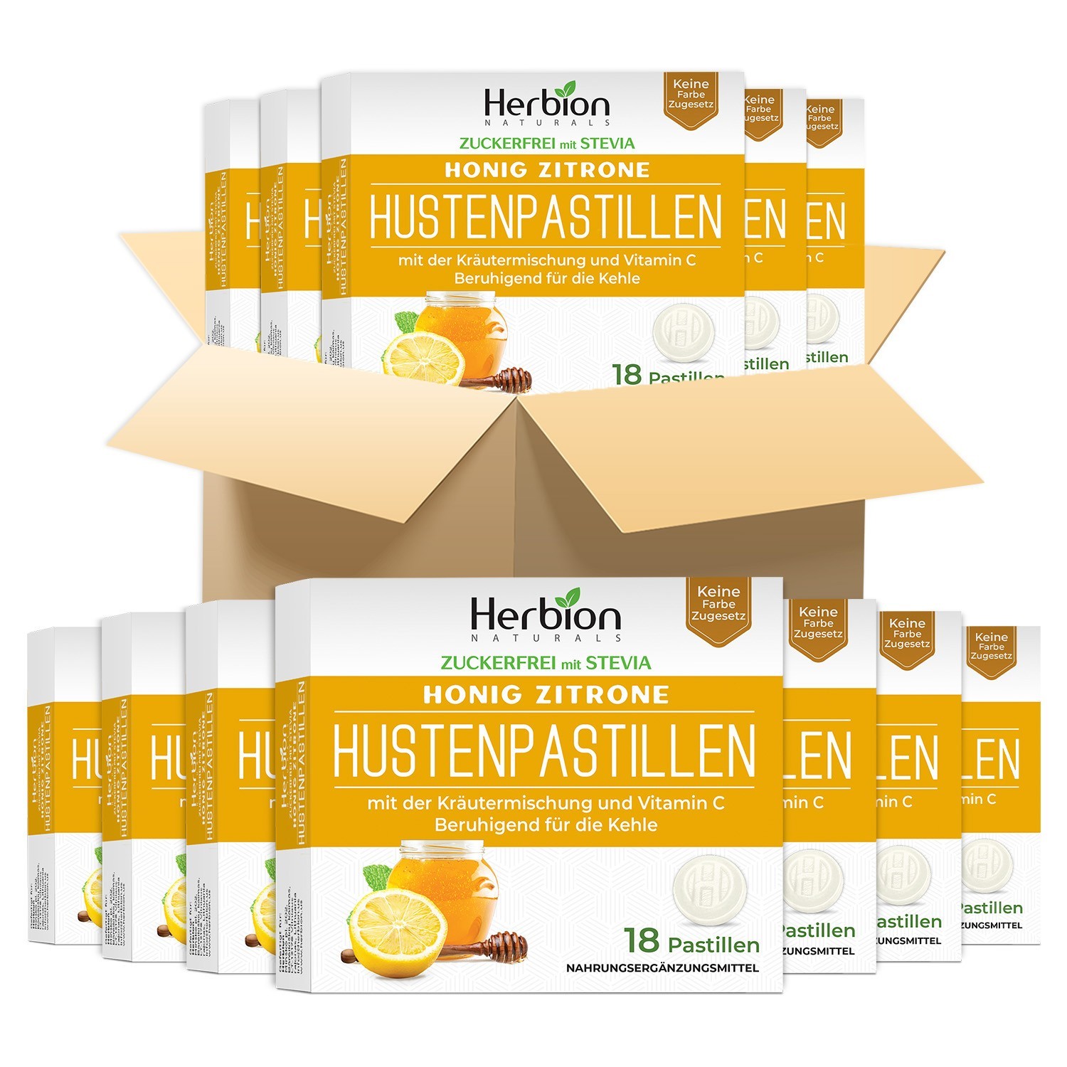 Herbion Sugar-Free Honey Lemon Throat Lozenges | 48 Packs 18 Counts