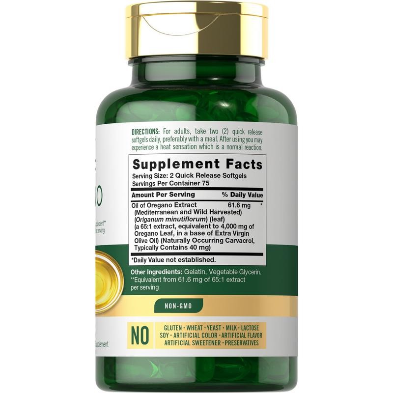 Natural Safe Effective High-Quality Premium Oregano Oil Supplement 4000mg with C