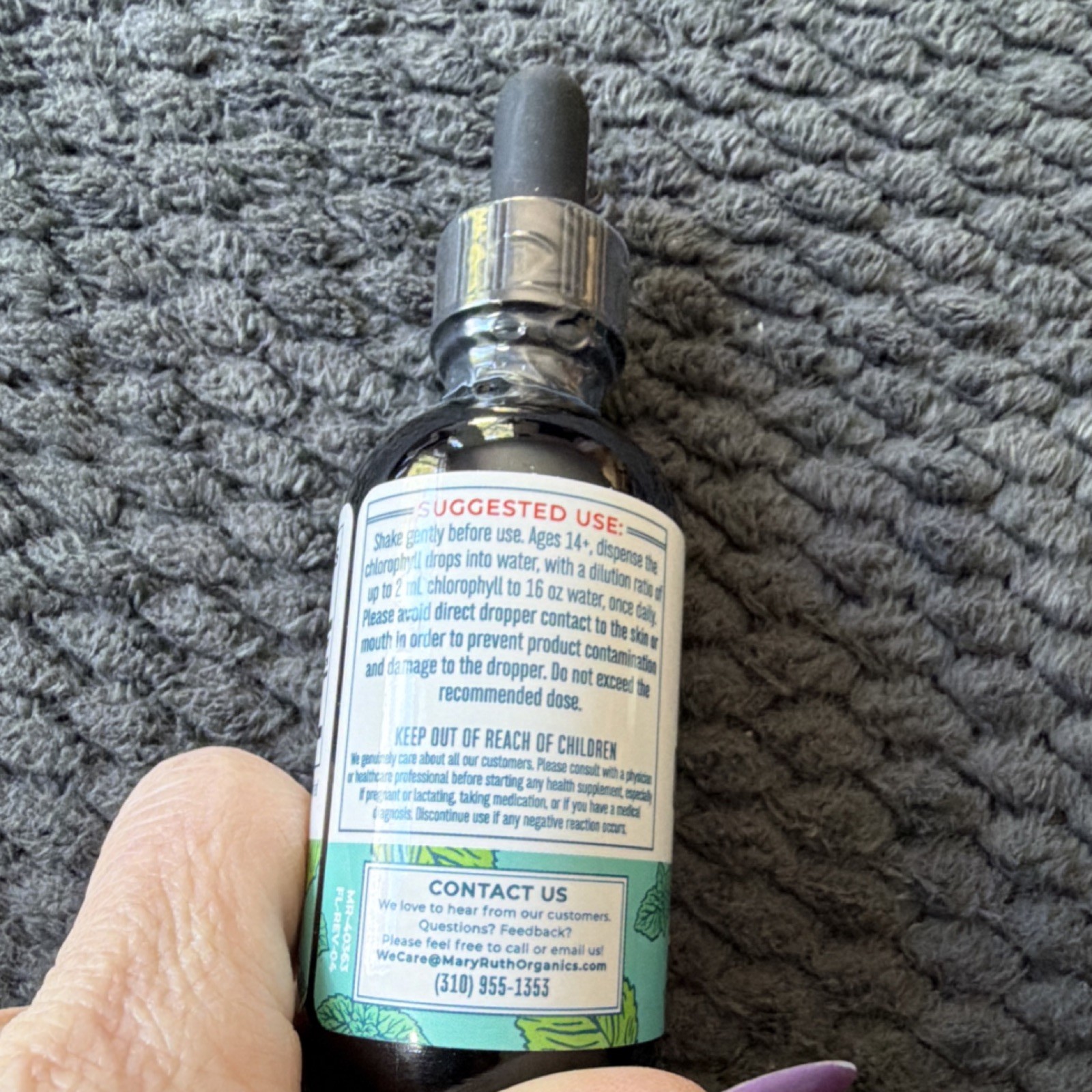 Mary Ruth’s Chlorophyll Liquid Drops Peppermint Vegan 2 fl oz