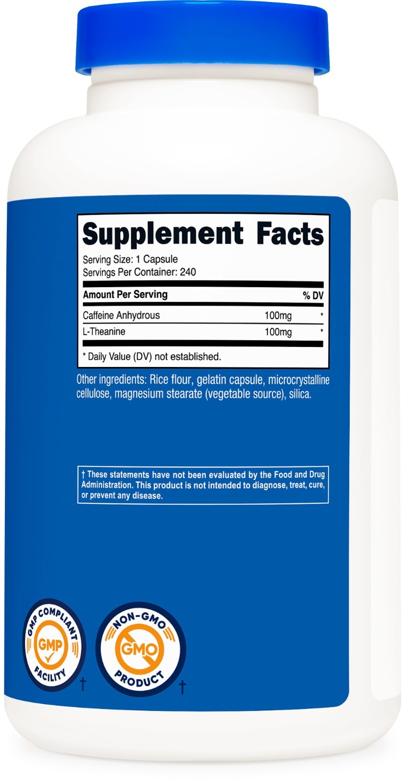 Nutricost Caffeine with L-Theanine, 100mg of Each, 240 Capsules, 240 Servings