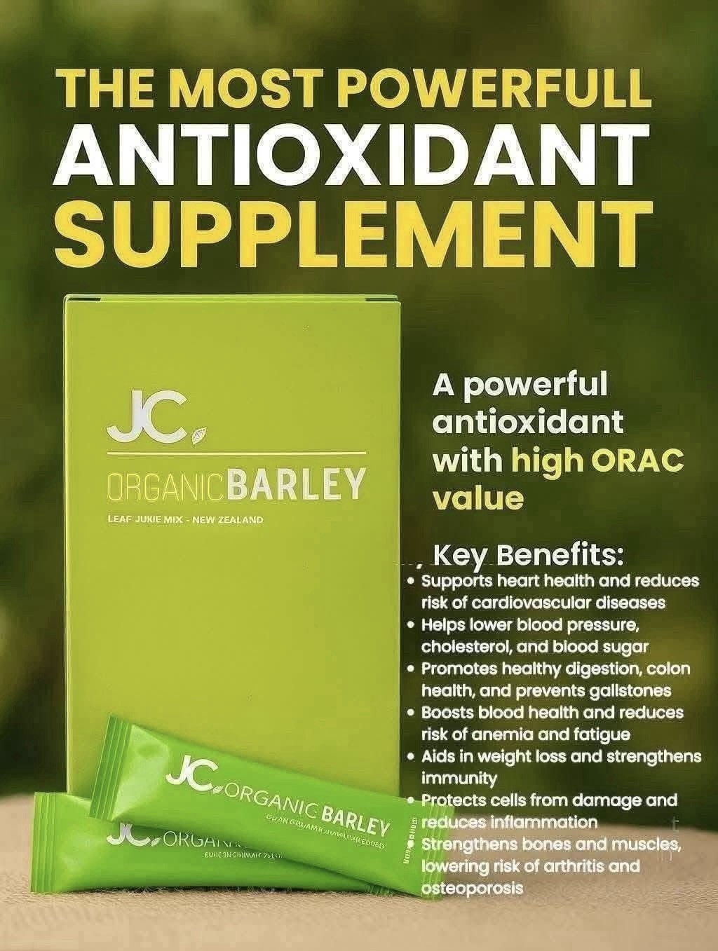 JC Organic Barley Grass Powder Antioxidant Immune Digestive Support 32g