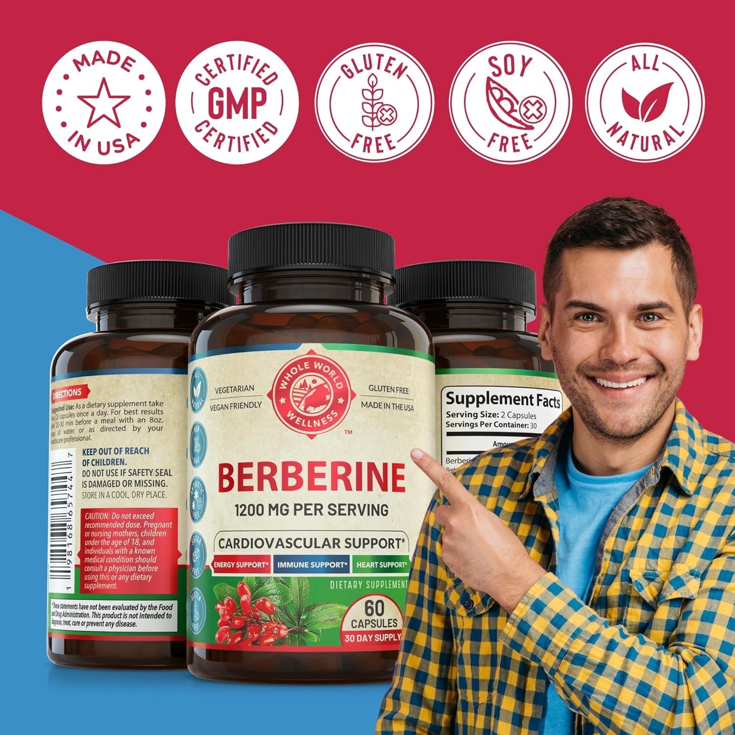 1200mg Berberine Herbal Health Capsules (60 Caps) exp:11/28