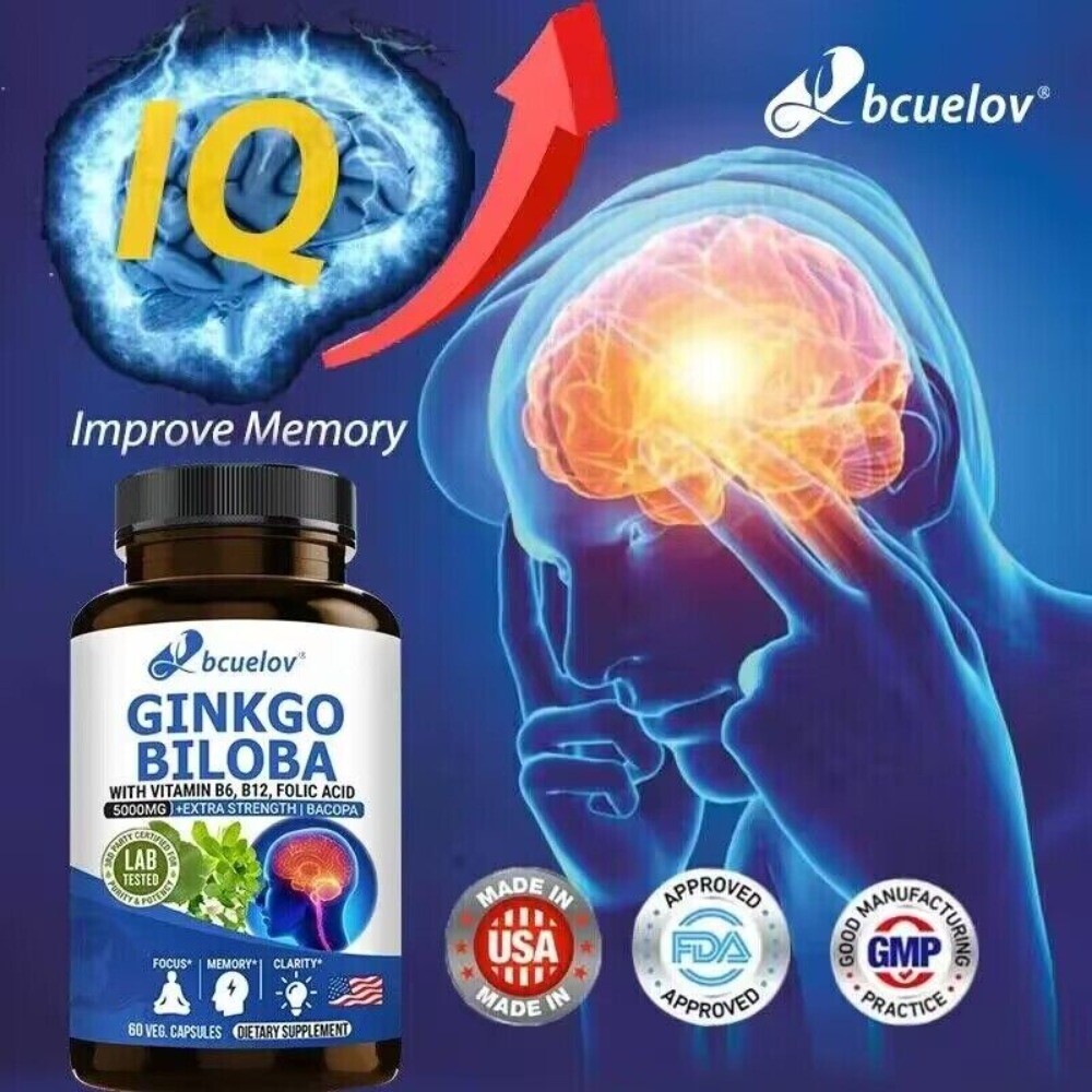 Ginkgo Biloba – 5000mg -120 Capsules-Non-GMO, Gluten Free-Improve concentration