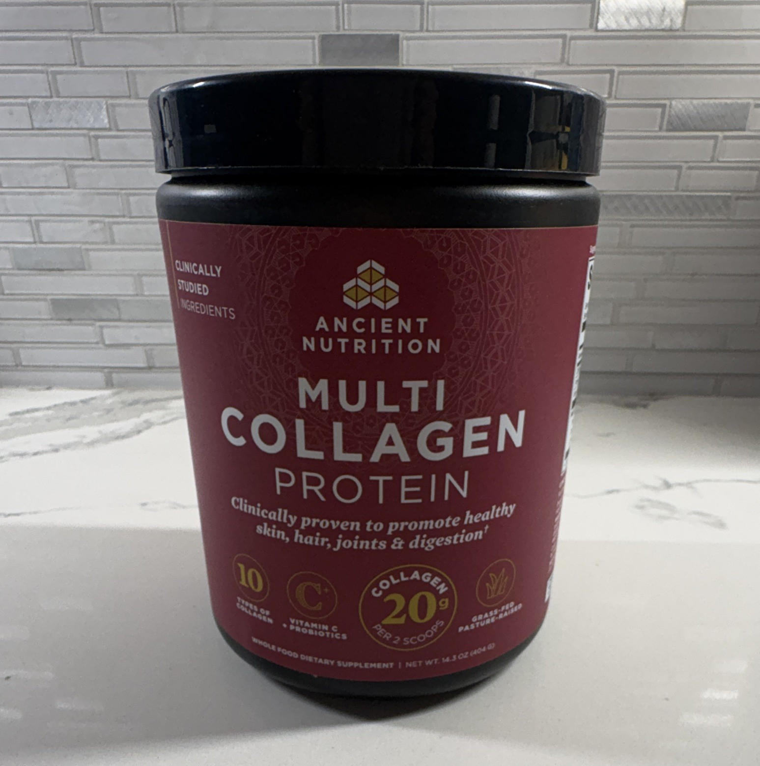 NEW*Ancient Nutrition Multi Collagen Protein Powder Unflavored 14.3 oz Grass-Fed