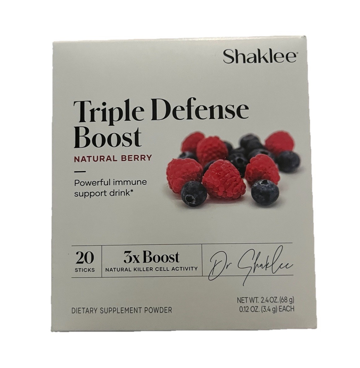 Shaklee Triple Defense Boost Natural Berry Powder Drink Mix 20 Sticks Exp 10/26