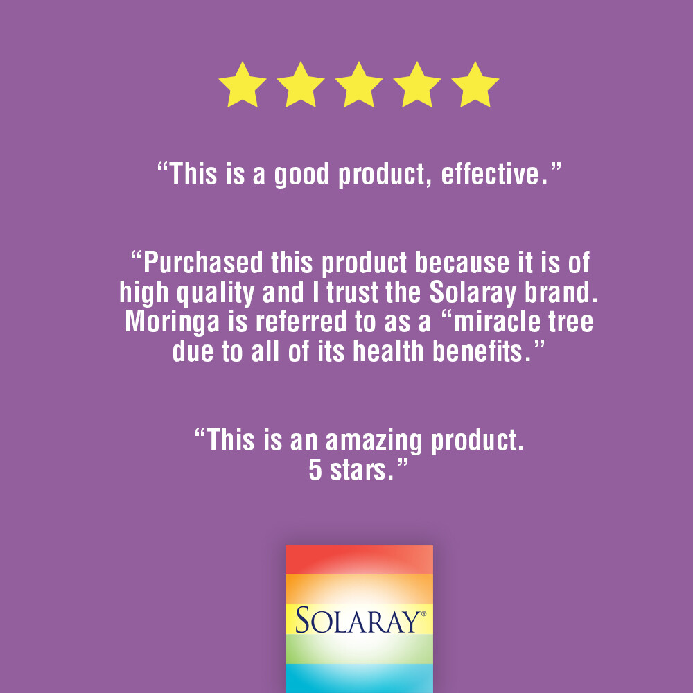 Solaray Guaranteed Potency Moringa Leaf Extract, Veg Cap (Btl-Plastic) 450mg |