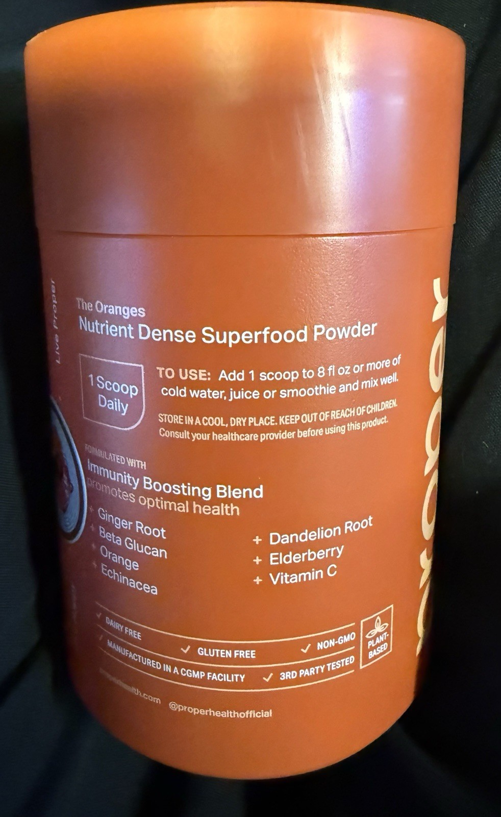 Proper Superfood Powder Orange Tangerine Immune Support Vitamin C Elderberry