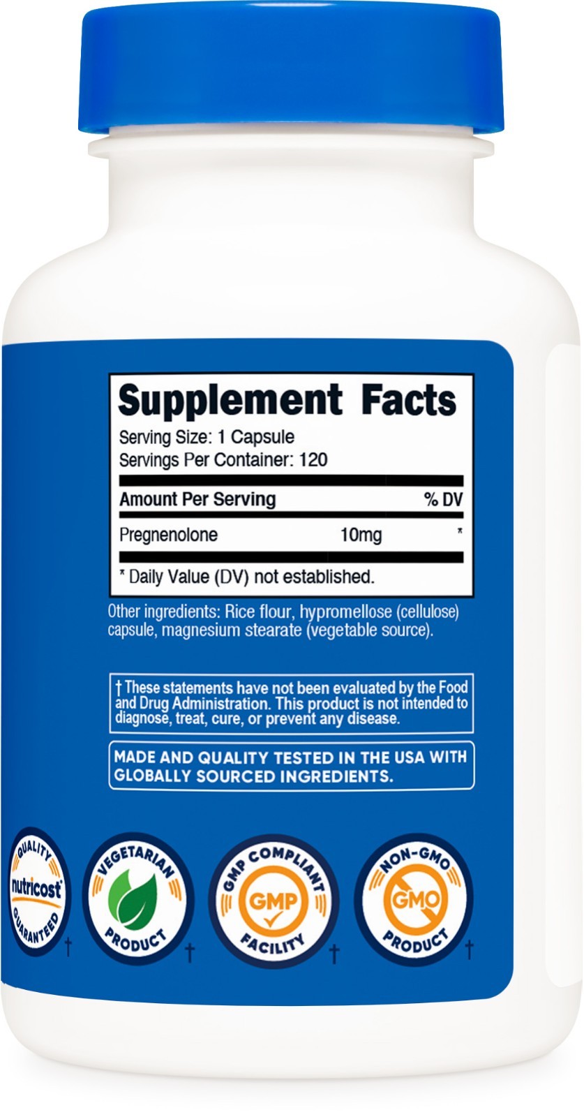 Nutricost Pregnenolone 10mg, 120 Capsules – Non-GMO, Gluten Free