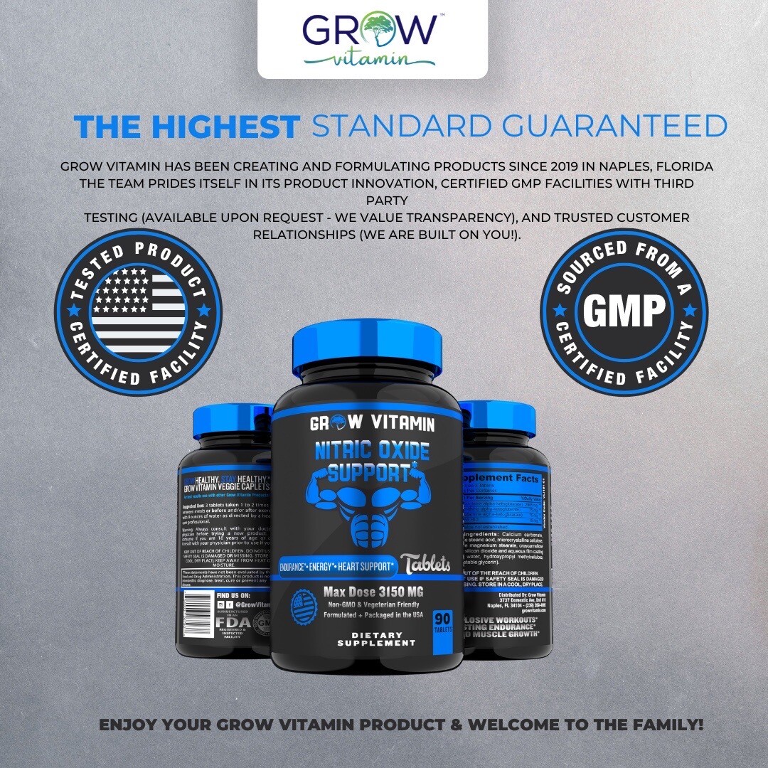 Grow Vitamin GF-9, 90 Tablets Human growth hormone, Testosterone booster,