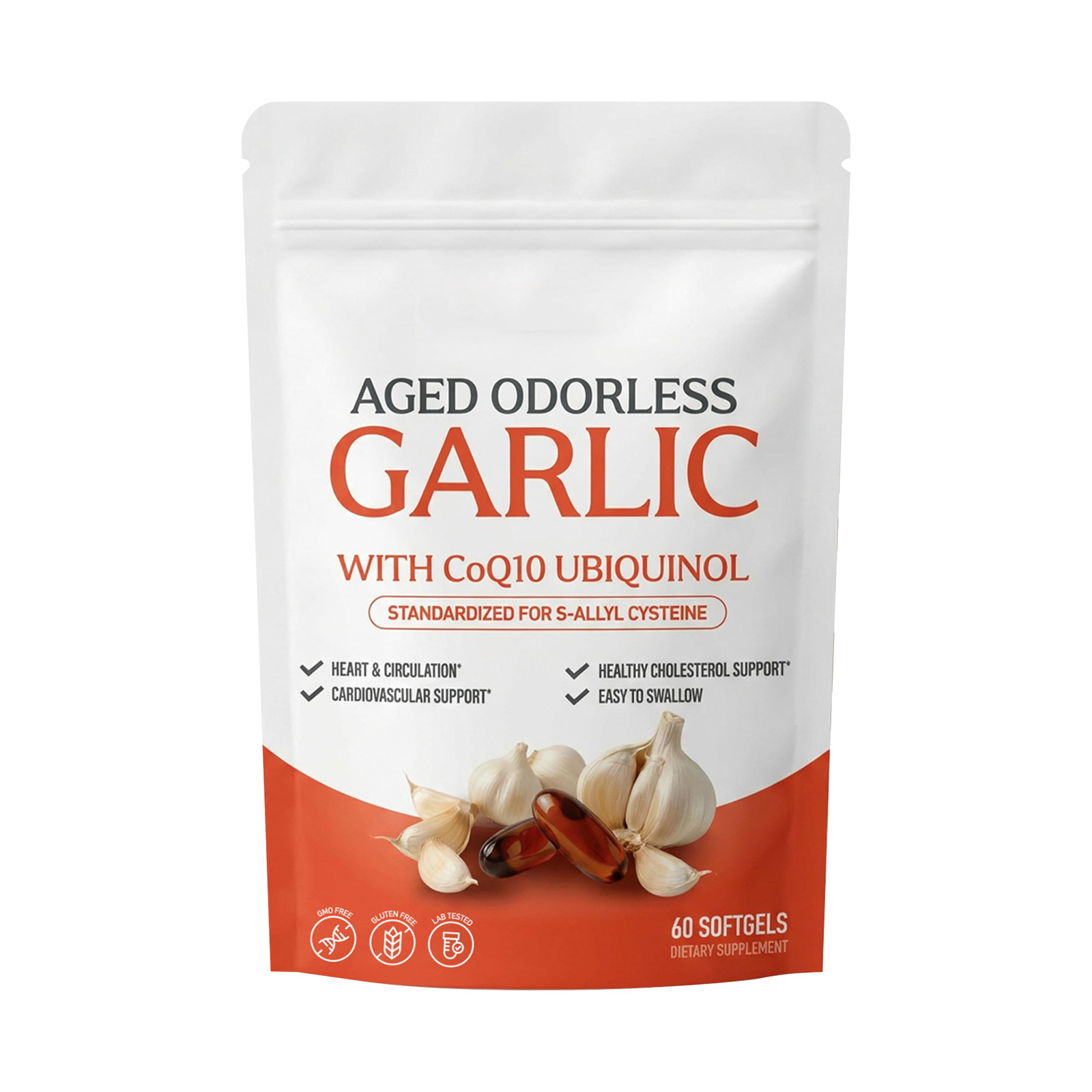 Resilia Garlic Extract 600mg Softgels (60 Count) – Odorless Aged Garlic Extra wU