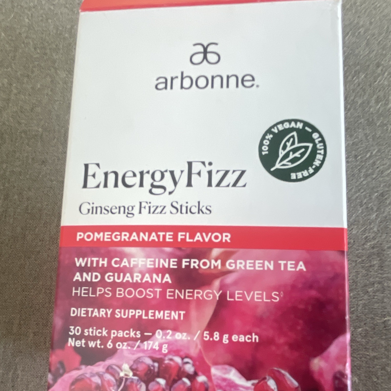 Arbonne EnergyFizz Ginseng Fizz Sticks Pomegranate 25 Count Exp 11/2027
