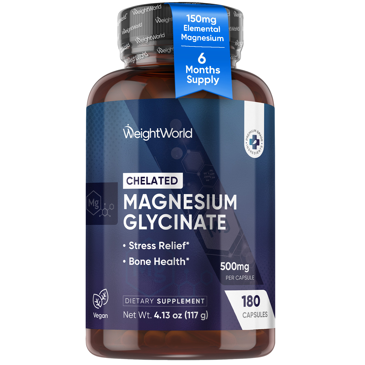WeightWorld Magnesium Glycinate 500mg 180 Capsules – Bone & Stress Support