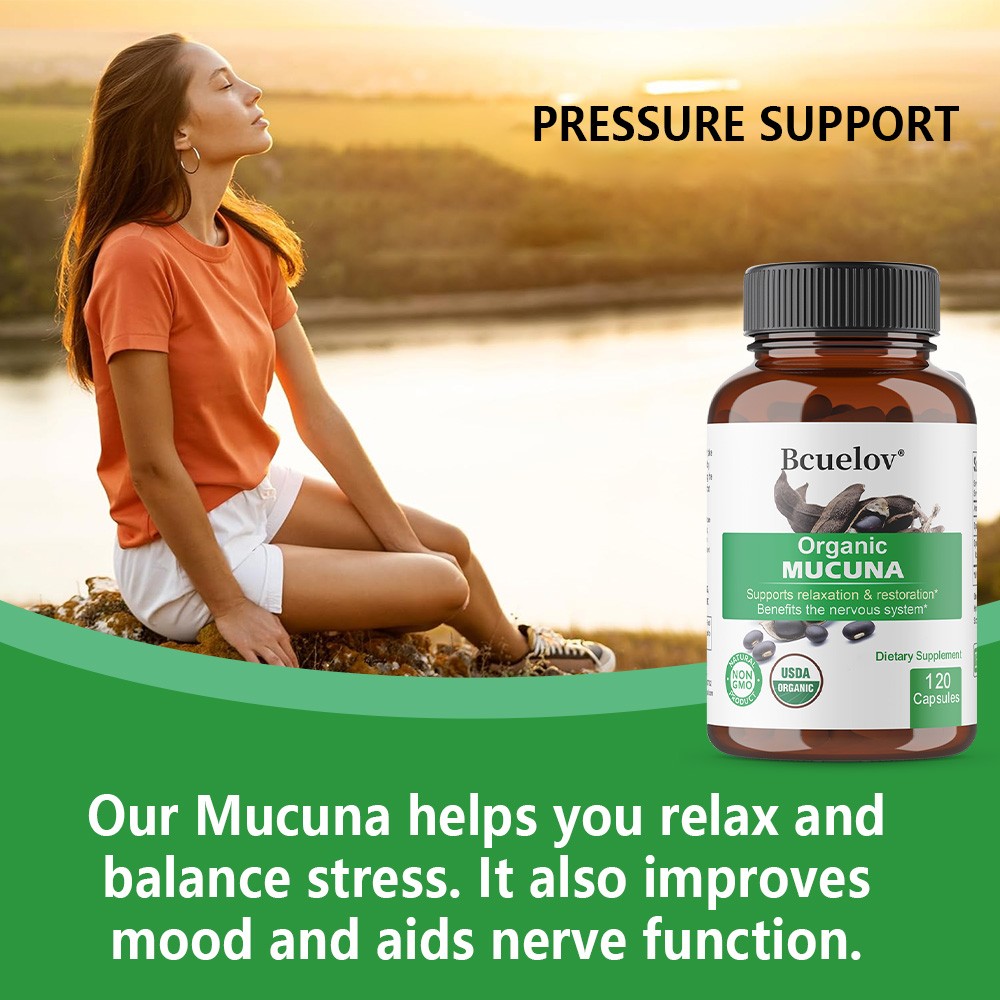 Organic Mucuna 250mg Support Relaxation Emotional Balance 30/60/120 Capsules