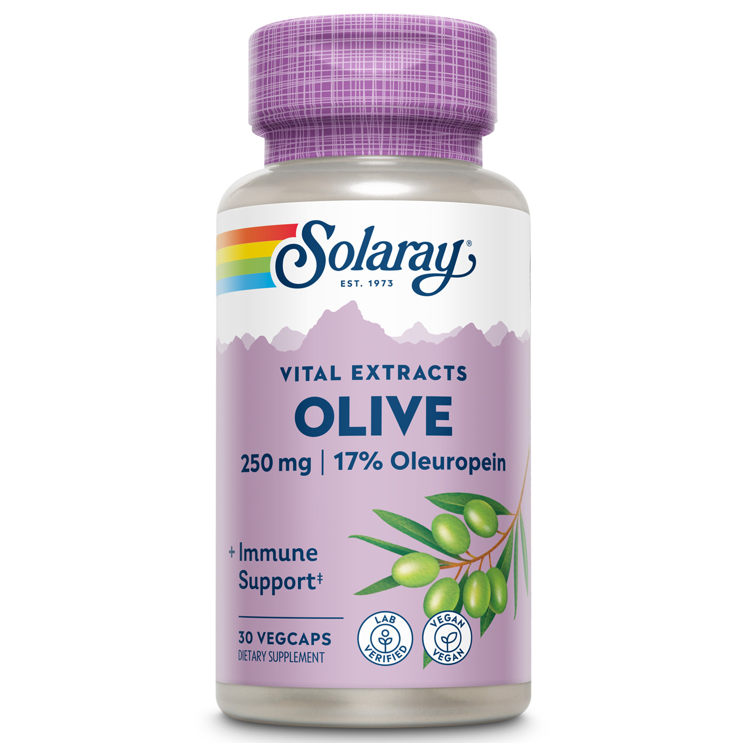 Solaray Guaranteed Potency Olive Leaf Extract, Veg Cap (Btl-Plastic) 250mg |