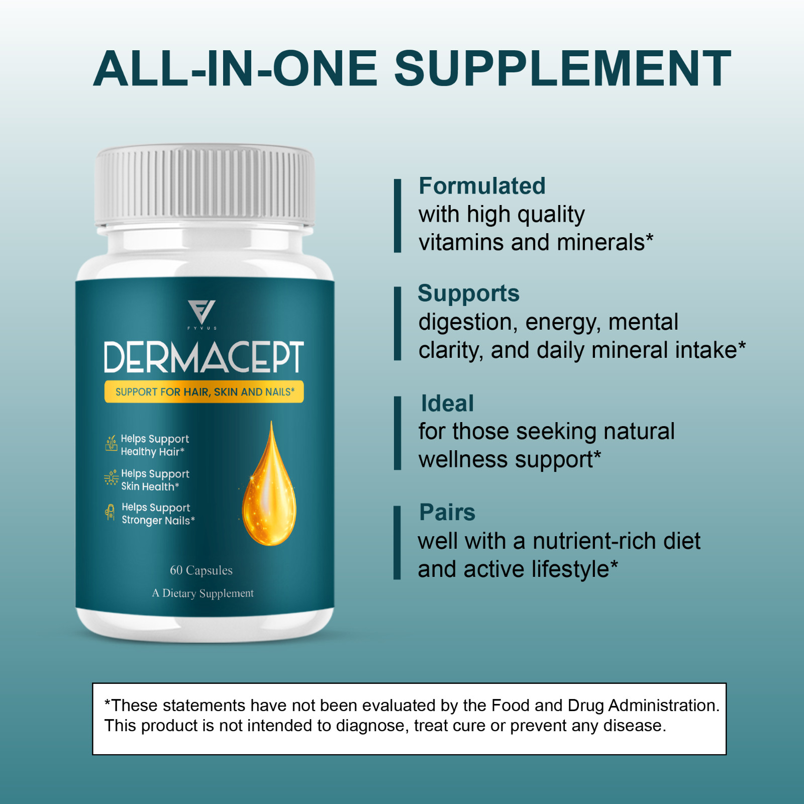 (3 Pack) DermaCept Advanced Capsules, DermaCept Supplement (180 Capsules)