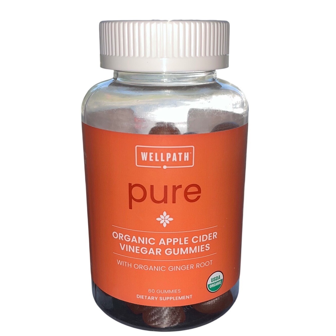 Wellpath Pure Organic Apple Cider Vinegar Gummies with Ginger Root 60 Count ACV
