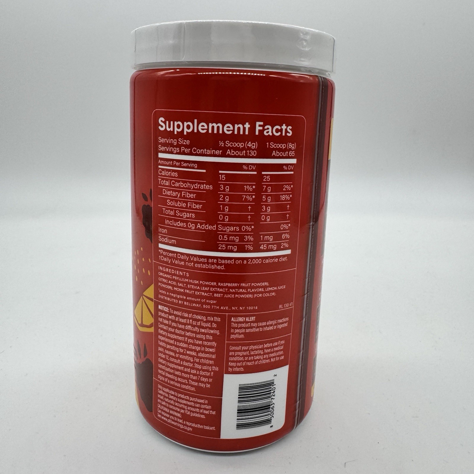 Bellway Super Fiber+Fruit Psyllium Supplement Flavor Raspberry Lemon