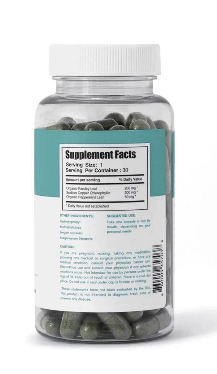 Her Fantasy Box Intestinal Detox Capsules, Parsley & Peppermint, 30 Count