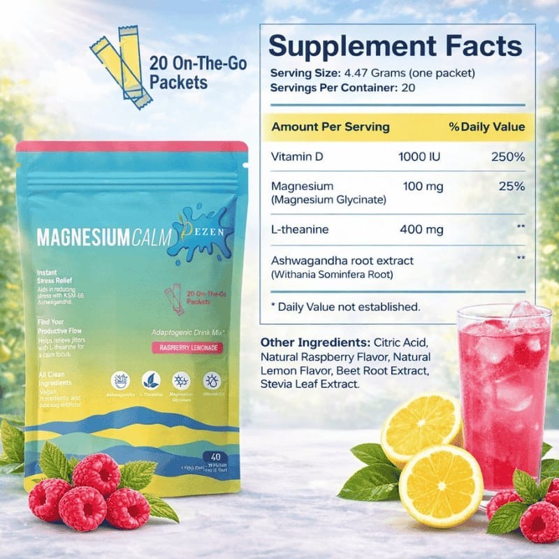 DEZEN Yerba Mate Tea & Calm Magnesium Powder | Combo Pack