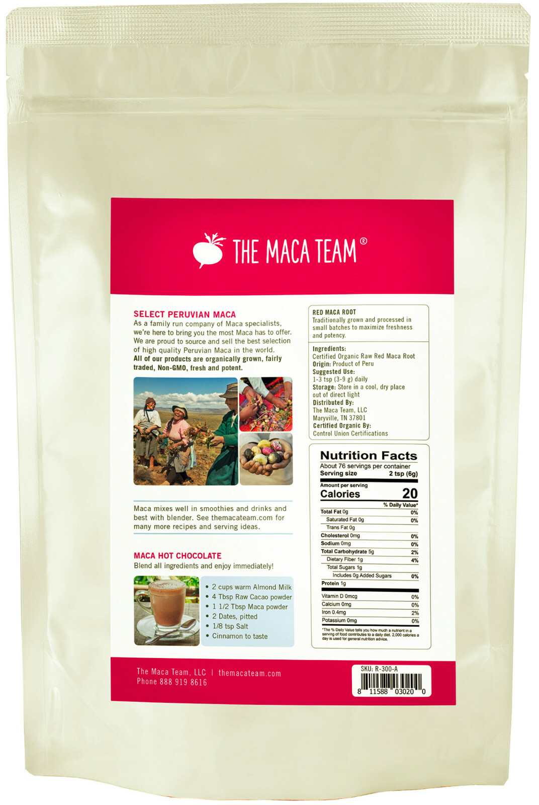 Raw Organic Red Maca Powder – Fresh Harvest From Peru – 1 lb 50 servings