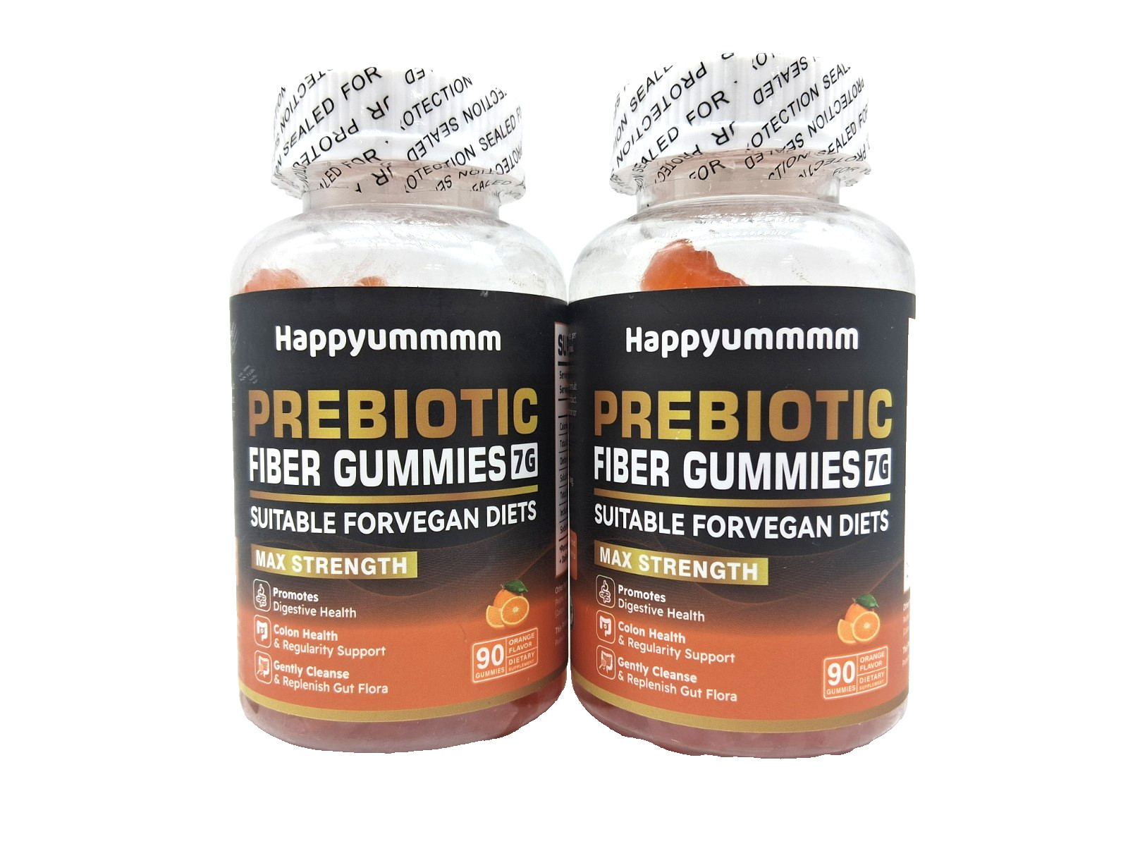 2 x Happyummmm Prebiotic Fiber Gummies 7g, 90 Gummies, Orange, Exp. 03/2027