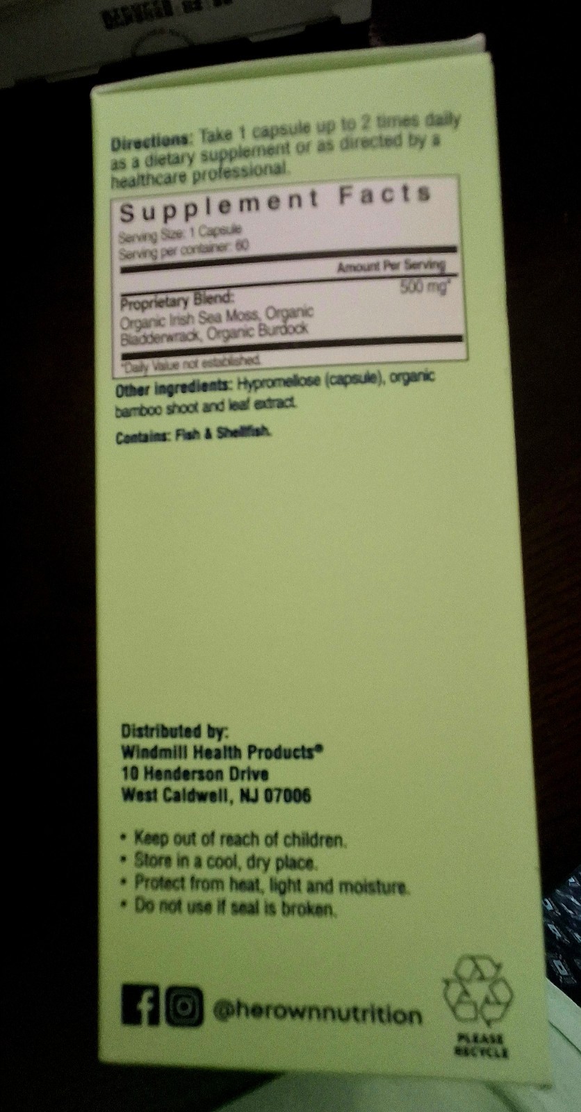 Her Own Irish Sea Moss Detox & Metabolism Dietary Supplement NIP Exp: 7/2028