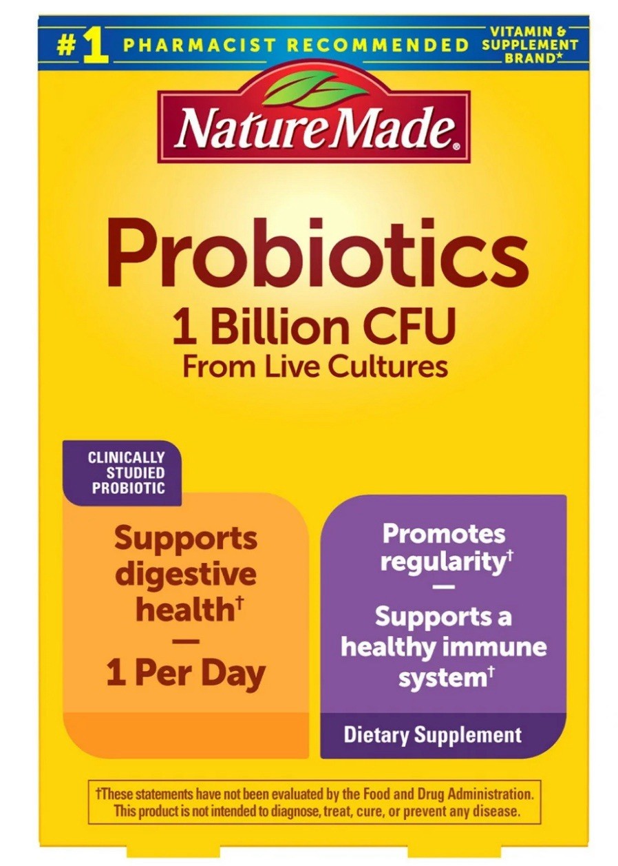 Nature Made Probiotic 1 Billion CFU Live Cultures Digestive Health, 30 Capsules