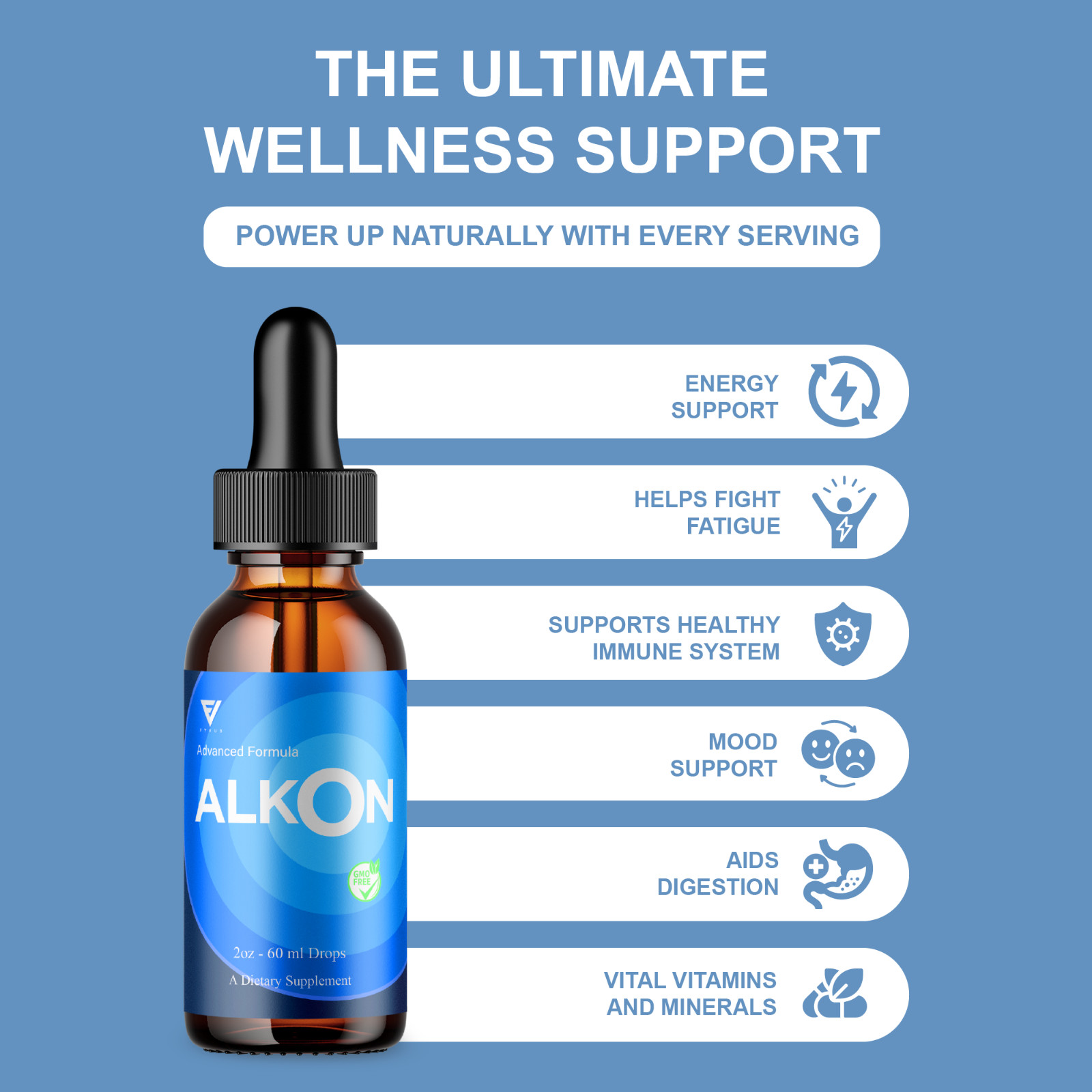 (5 Pack) Alkon Daily Wellness Drops, Alkons Formula (10oz)