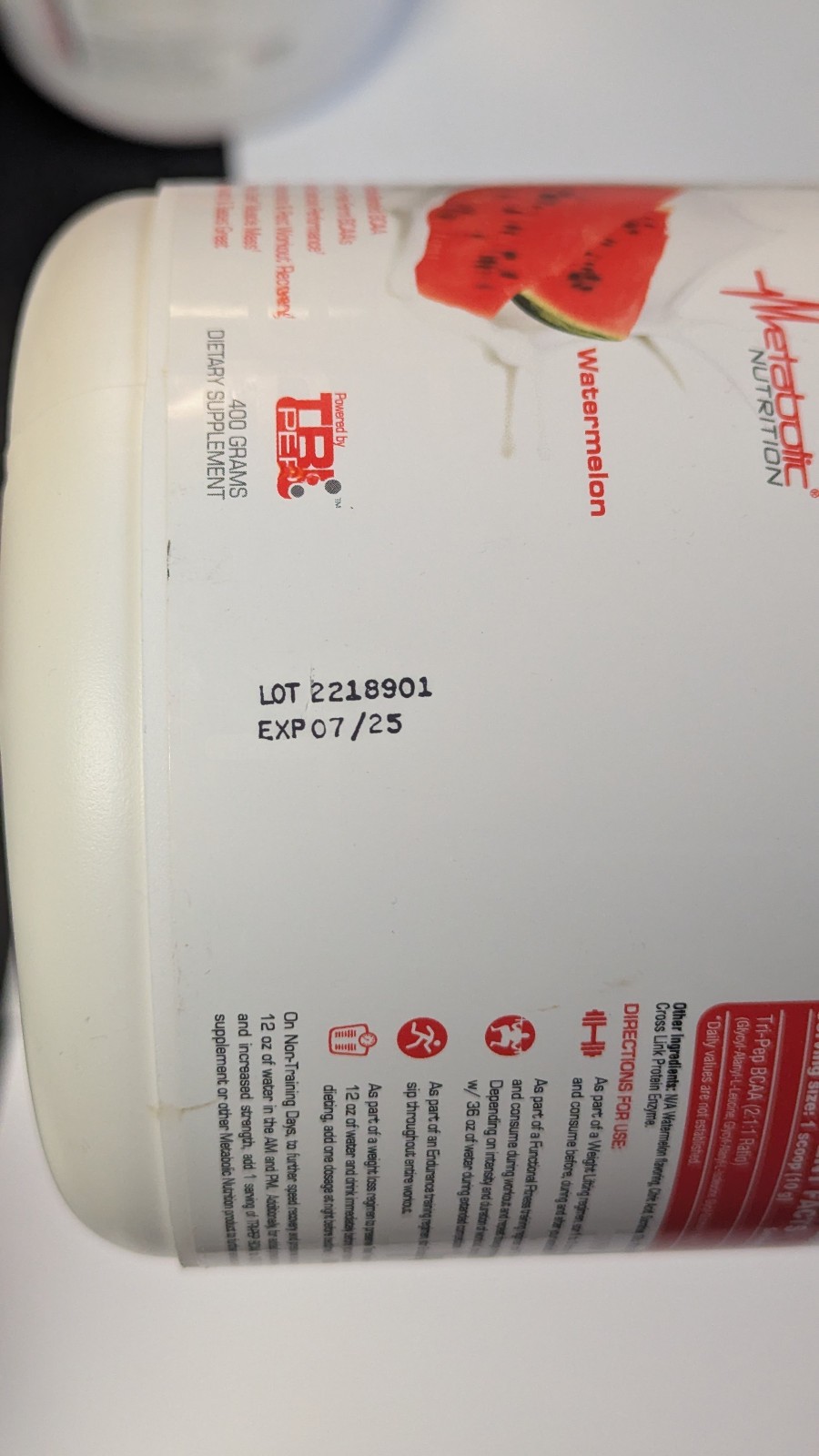 Watermelon Tri-Pep Chain Amino Acid by Metabolic – PAST DATE – SEE PICTURES