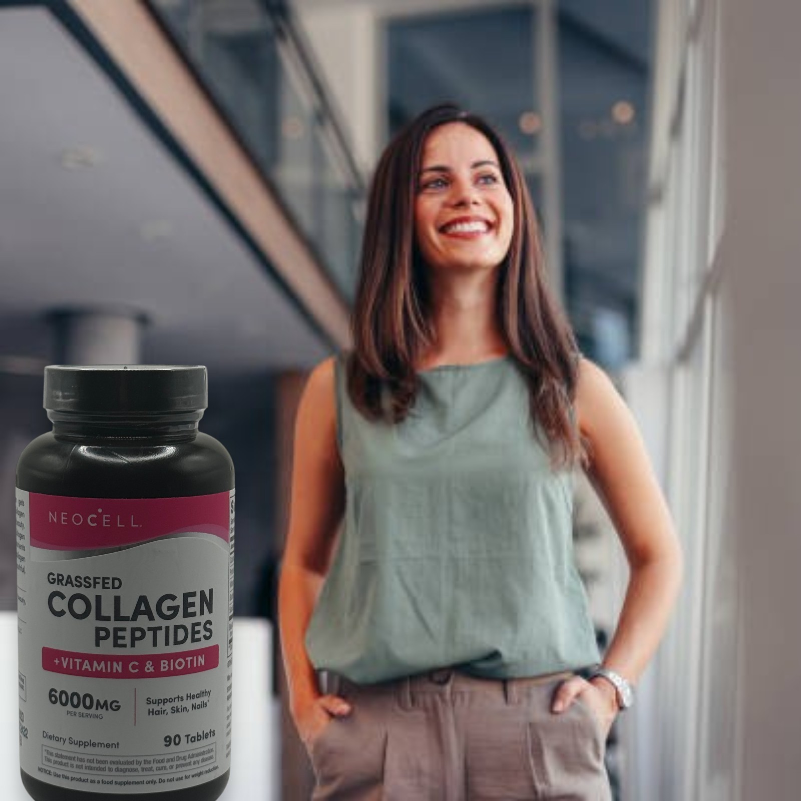 NeoCell COLLAGEN PEPTIDES 6000mg Vitamin C & Biotin 90 Tablets – NEW!!!