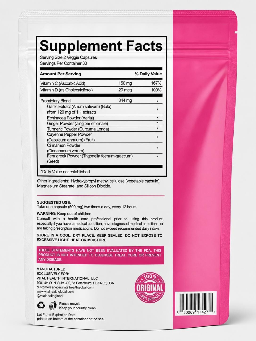 Vital Health® V-Italboost Immune System Support for rhinitis, tonsillitis & more