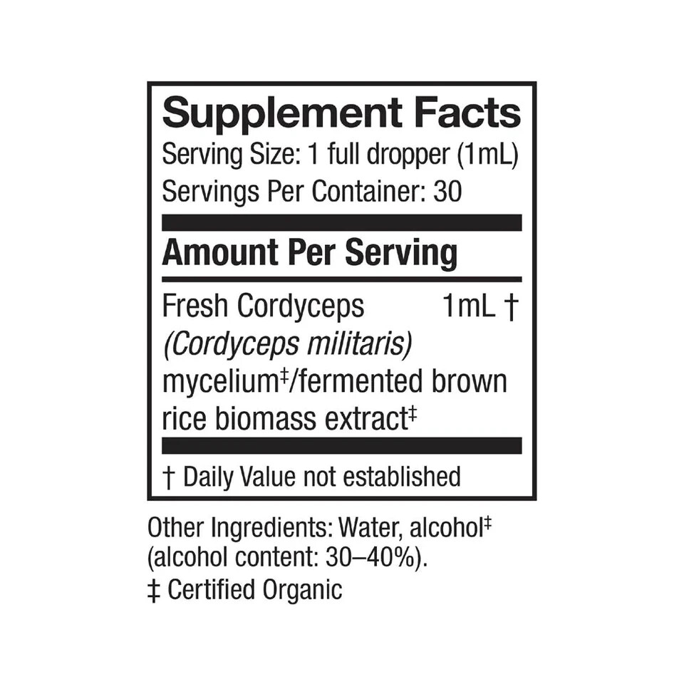 Fungi Perfecti Host Defense Cordyceps Extract 1 Oz Organic Energy Support