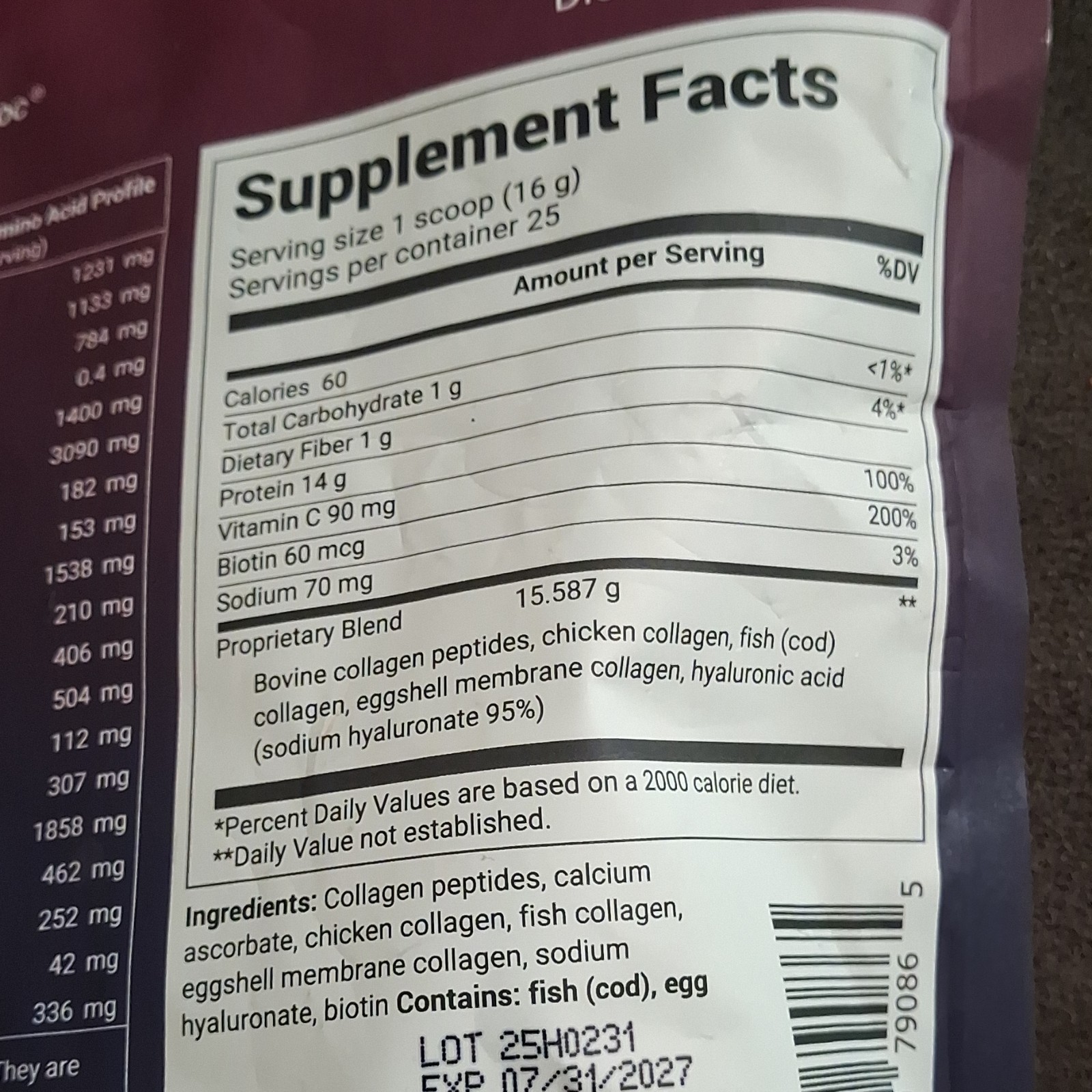 Dr. Berg Multi Collagen Peptides Powder I II III V X + HA + Vit C 14.10oz