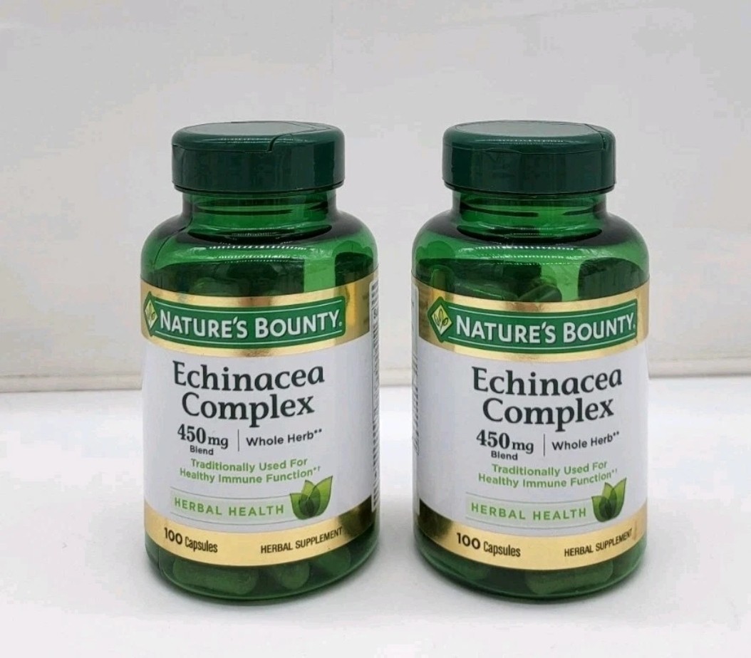 Nature’s Bounty Echinacea Complex 450 mg 100 Capsules 2-PACK Exp 08/26