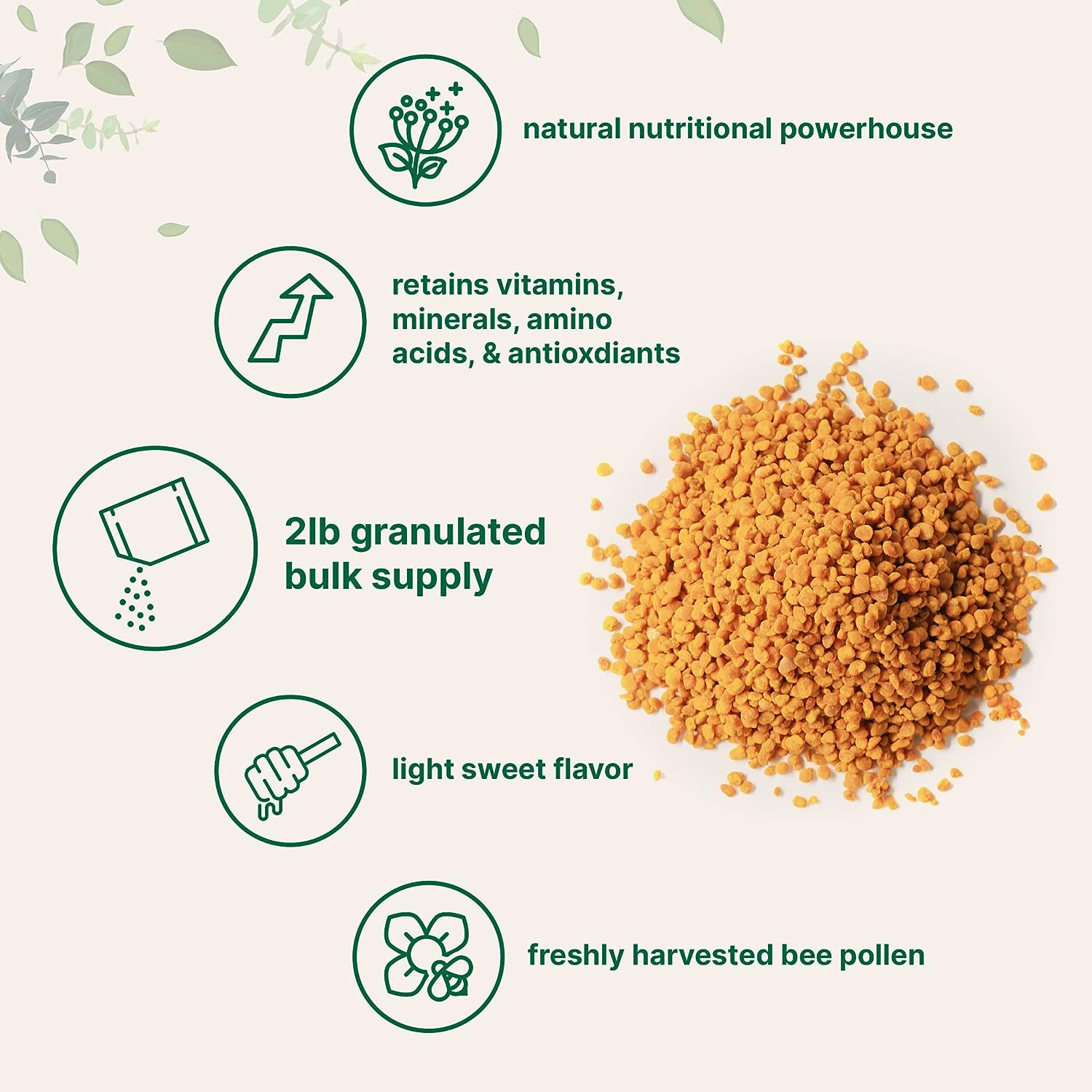 Micro Ingredients Pure Bee Pollen Granules 2lbs Fresh Harvest, Natural Superfood