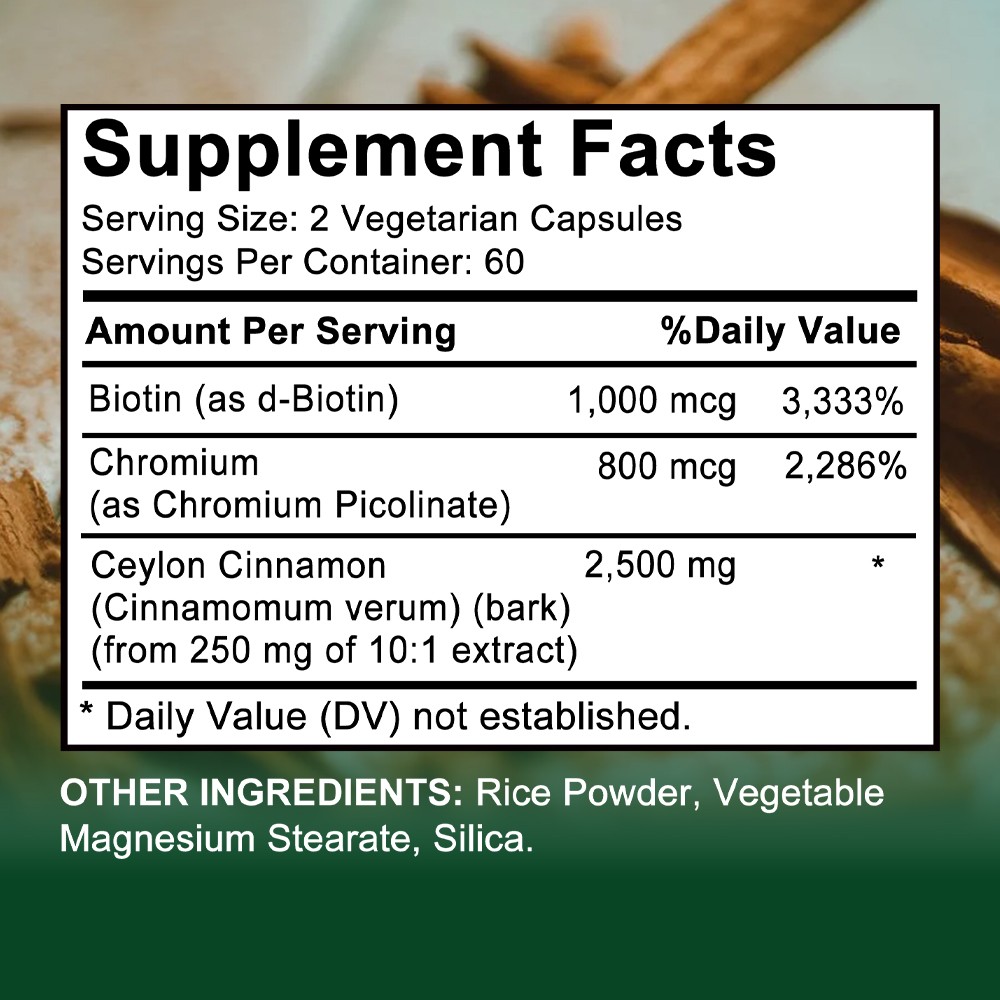 Ceylon Cinnamon Caps 2500mg for Balanced Blood Sugar,Metabolism&Sustained Energy