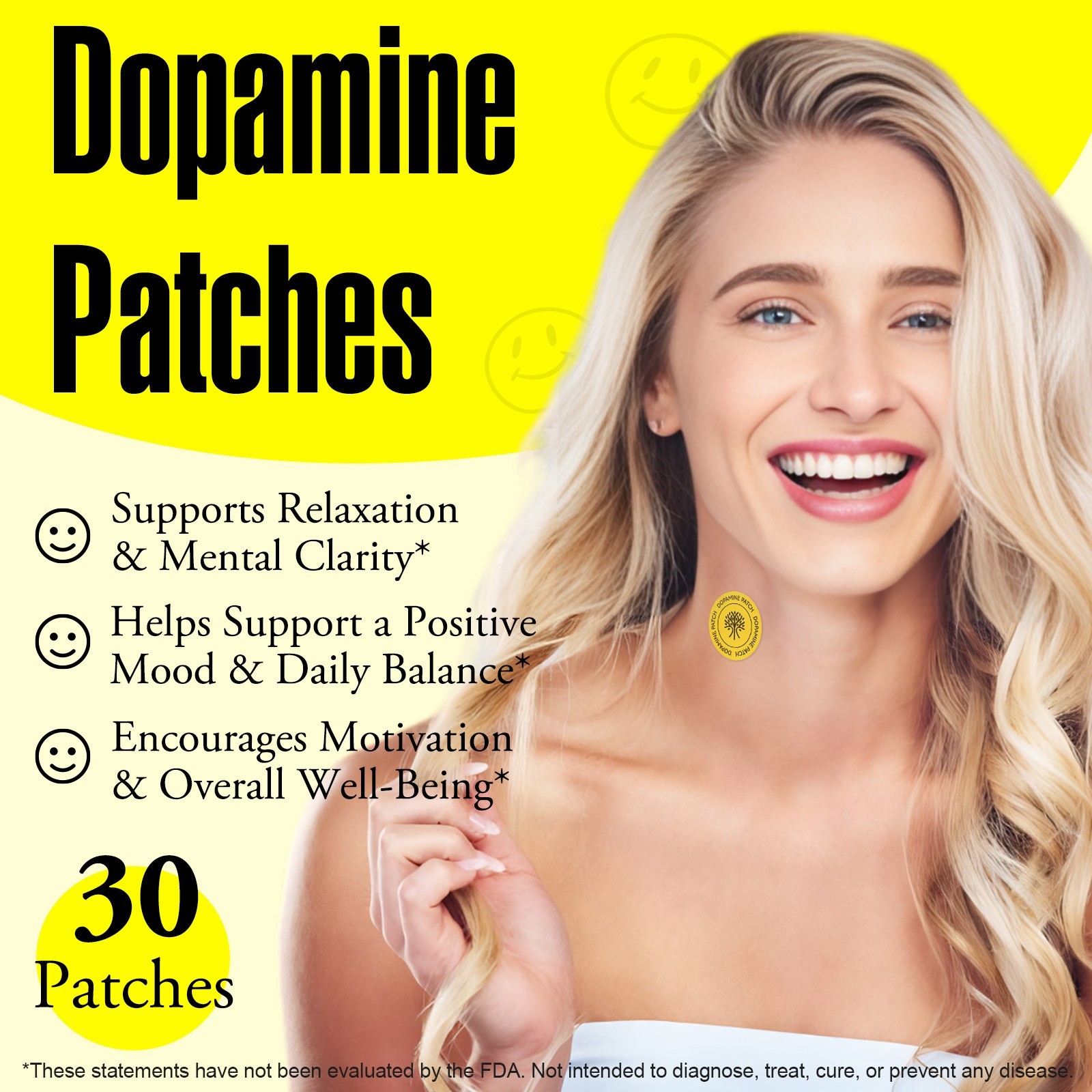 ACENTIALLABS Dopamine Support Patches | Mood, Focus & Mental Clarity | 30 Cts