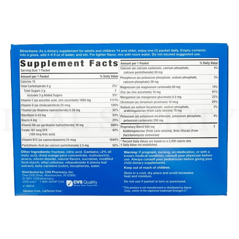 CVS Health Vitamin C + Immune Dietary Supplement Orange 30 Packets Lot of 4