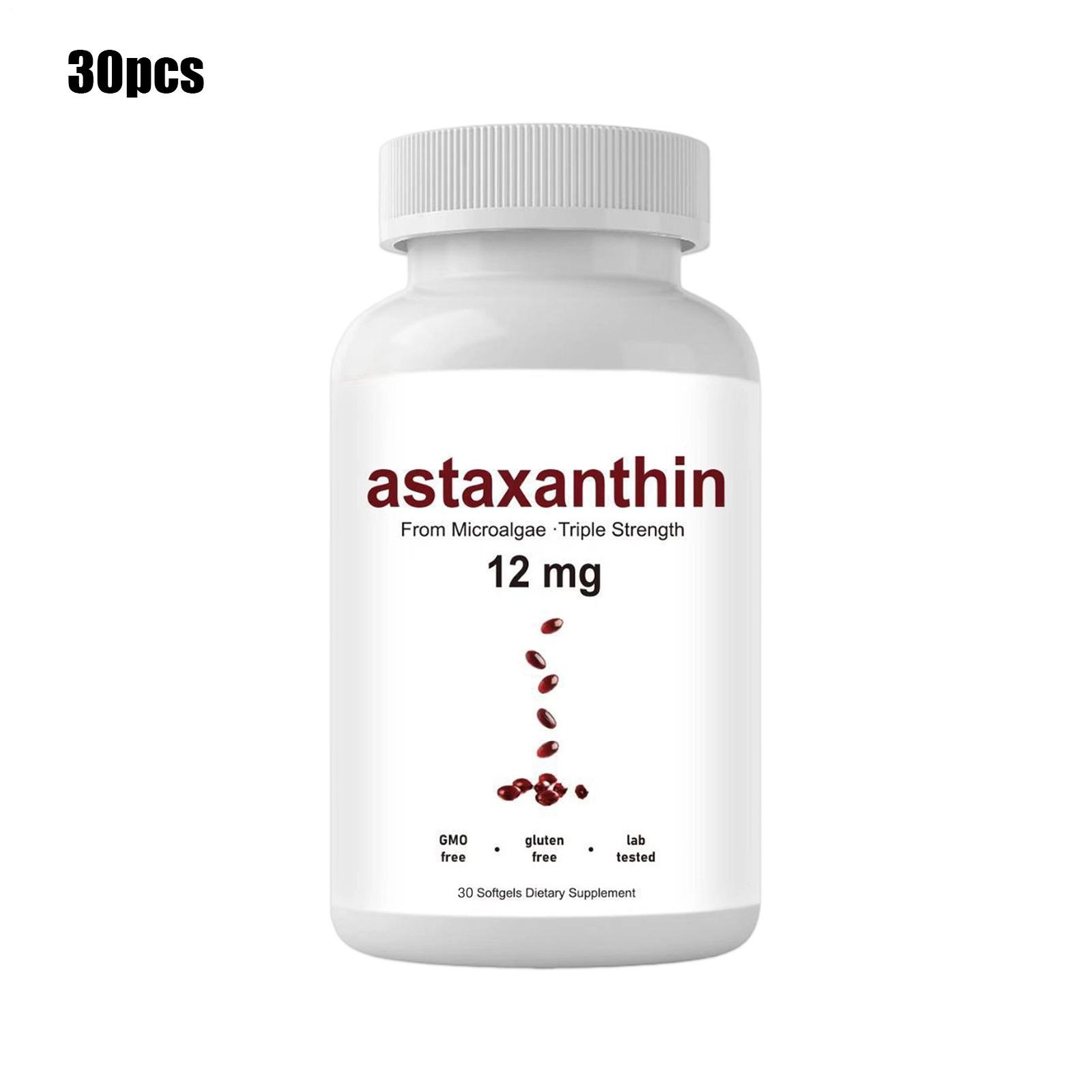 Astaxanthin 12mg, 30 softgels, tanning pills