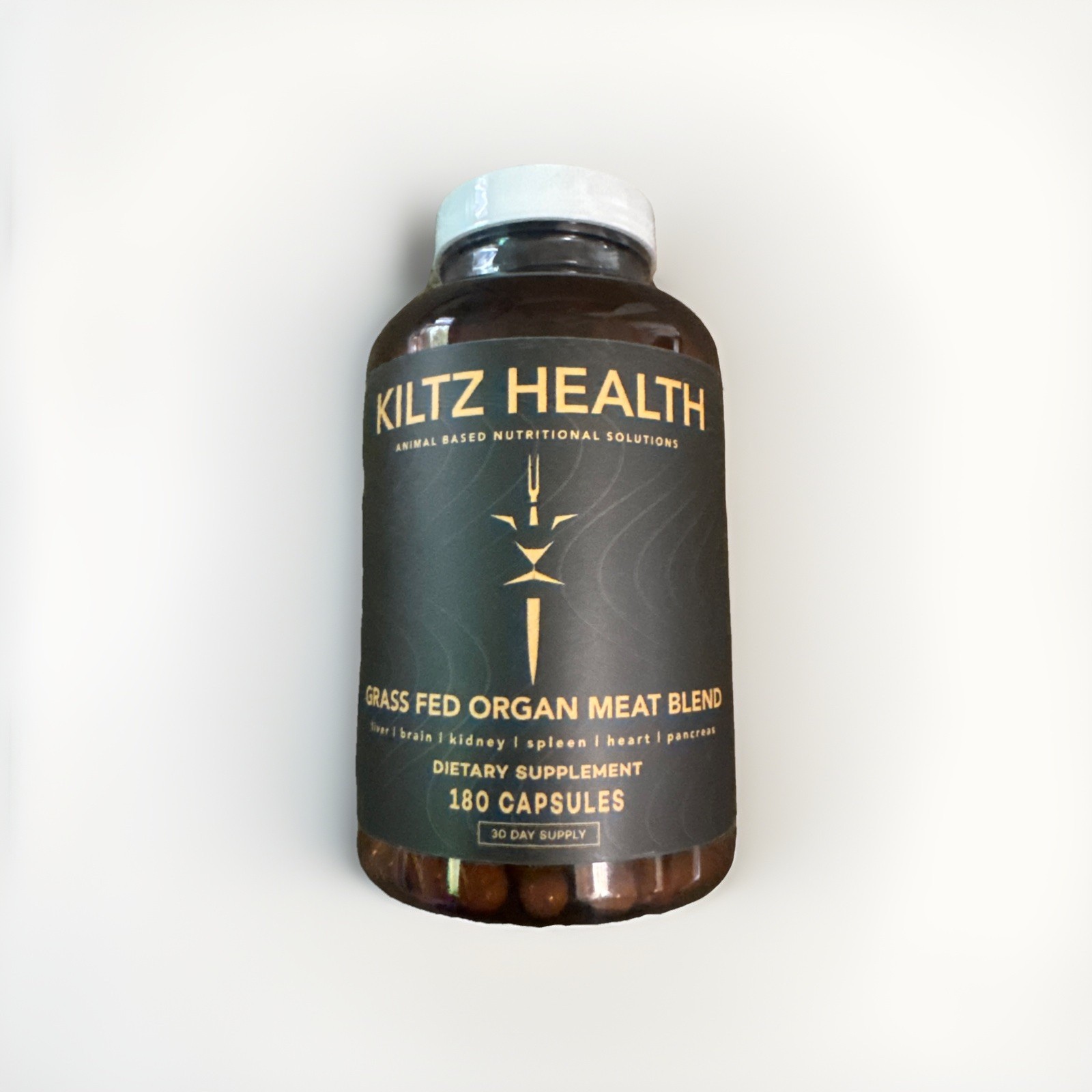 Kilts Health Grass Fed Organ Meat Blend Dietary Supplement 180 Capsules
