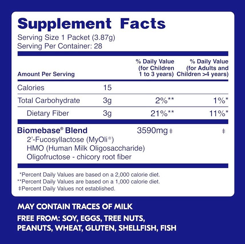 Begin Health Growing Up Prebiotic Fiber Powder w/ HMO, Unflavored, 28 Packets