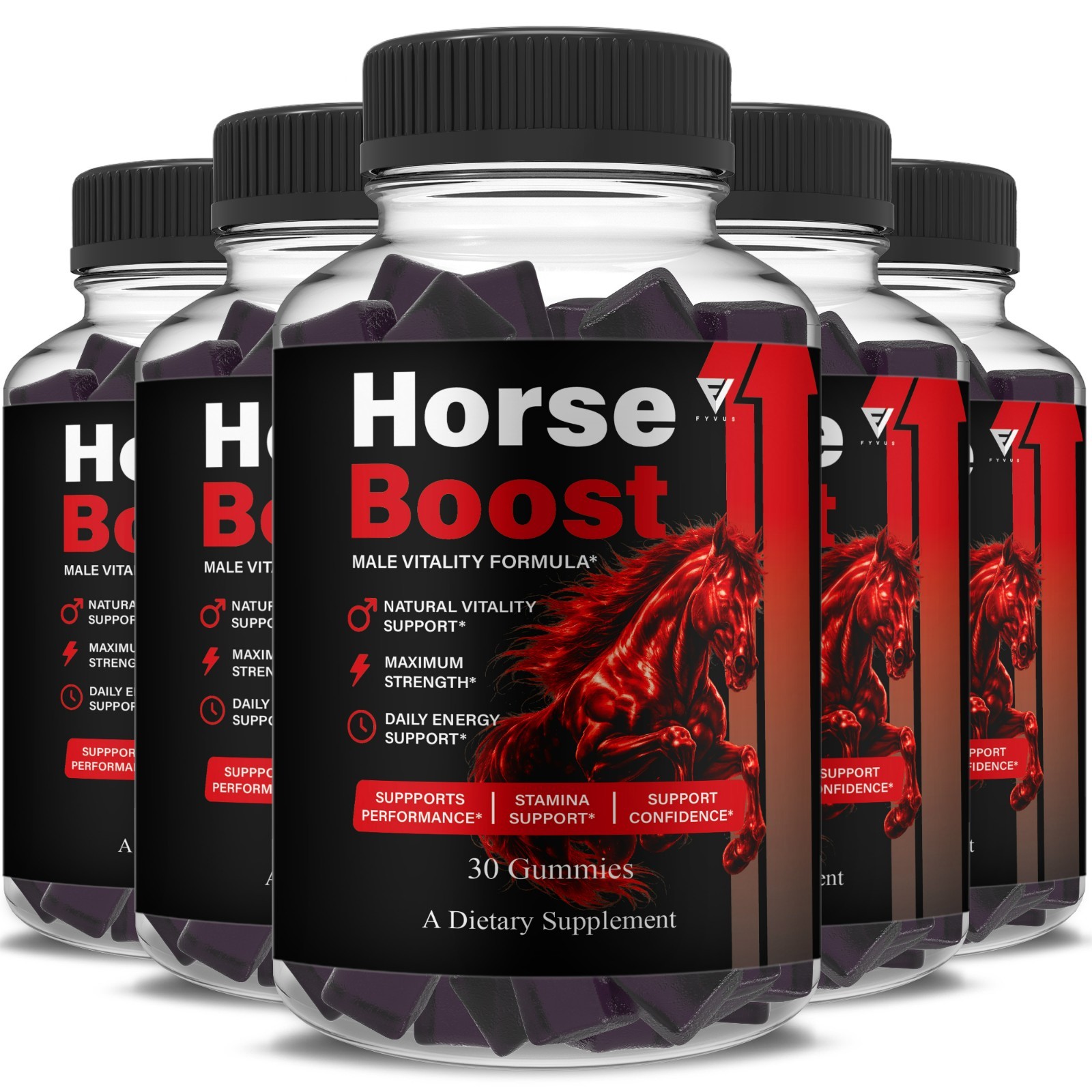 (5 Pack) Horse Boost Gummies, HorseBoost Male Performance (150 Gummies)