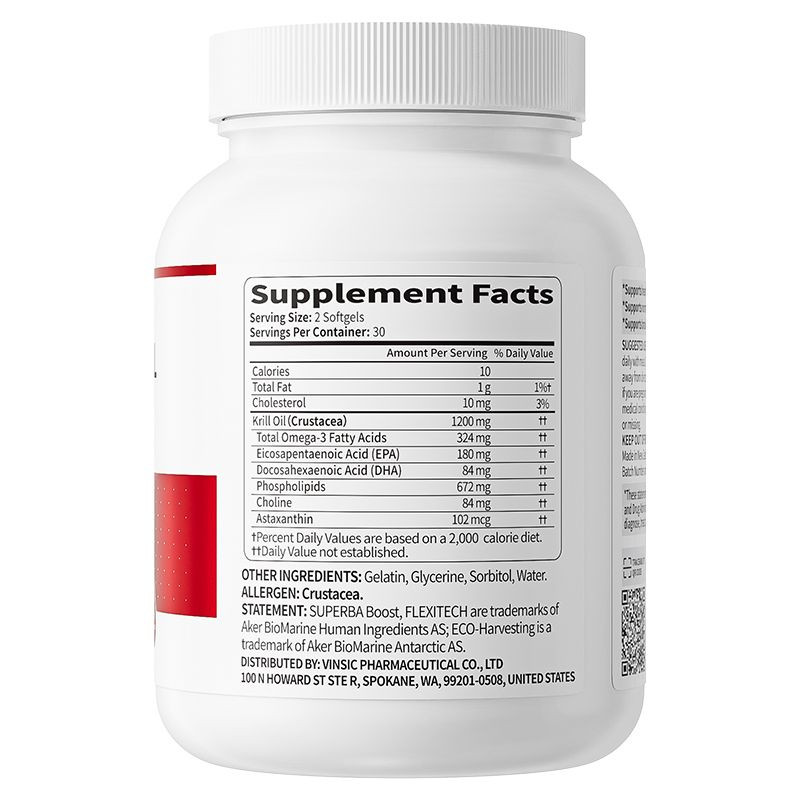 Vinsic Antarctic Krill Oil Astaxanthin EPA DHA Omega-3 Capsules New Zealand