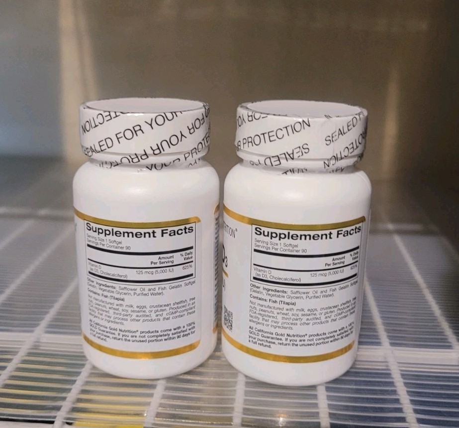 California Gold Nutrition Vitamin D3 125 mcg 5000 IU 180 Softgels From 2 Bottles