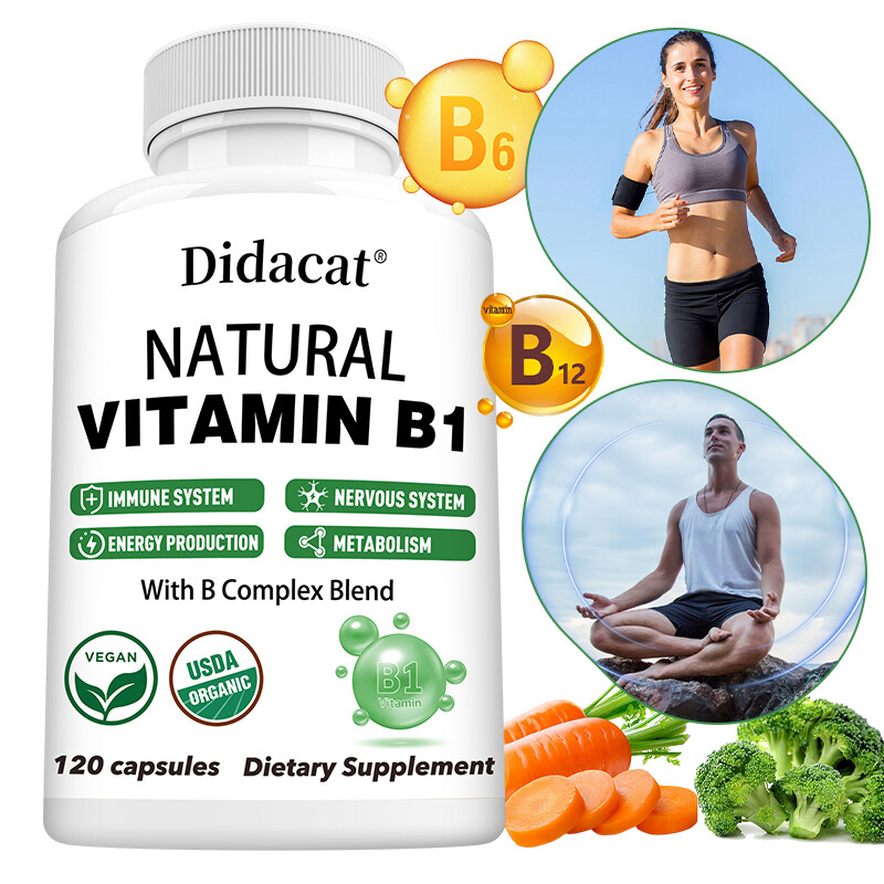 Natural Vitamin B1 Capsules – with 8 Essential Vitamin B Complex for Men & Women