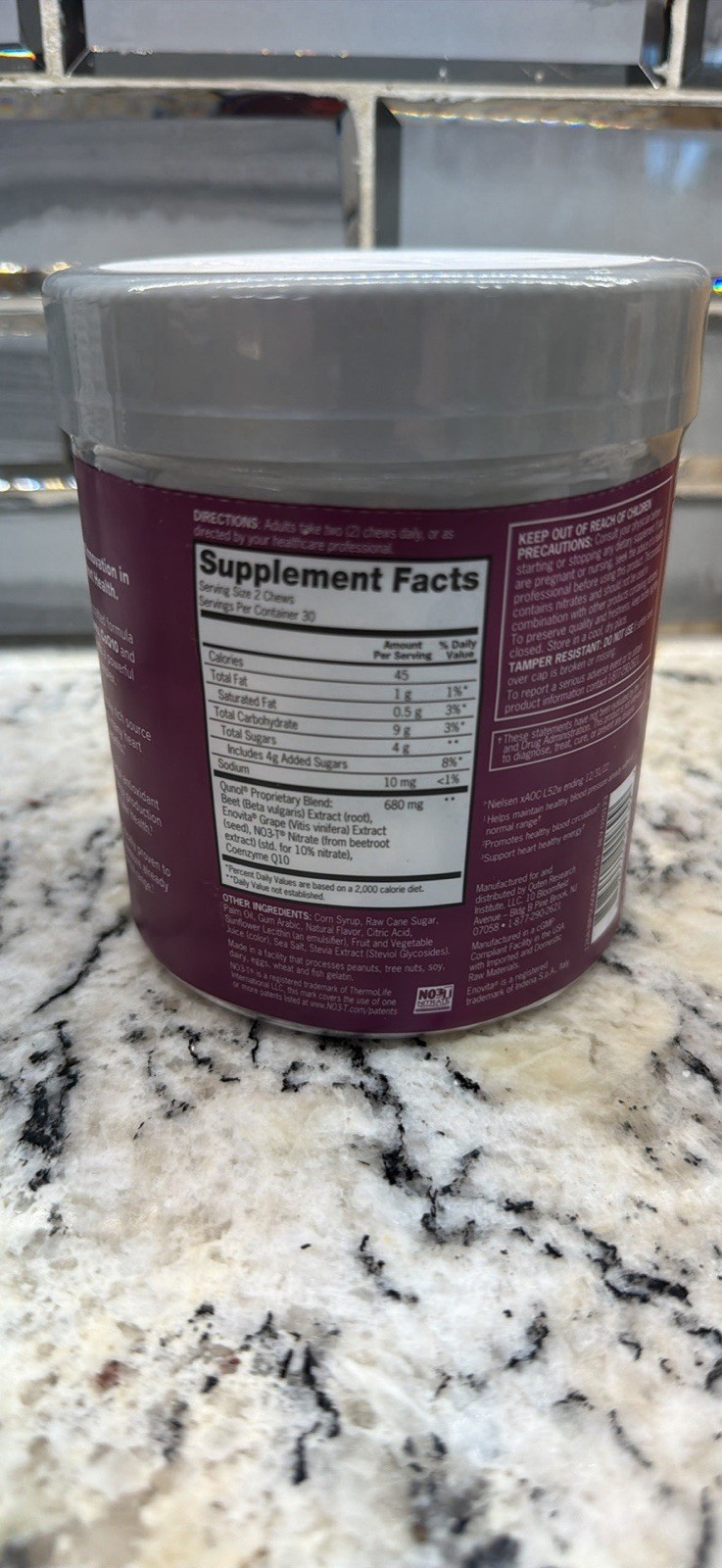 Qunol Blood Pressure Support Beet + CoQ10 + Grape Seed 60 Soft Chews Berry