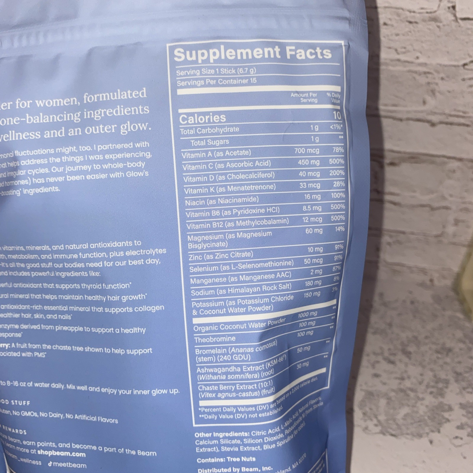 beam Glow Superpowder Women’s Blue Raspberry Dietary Supplement 3.55 oz