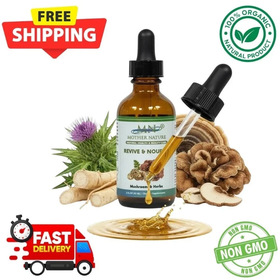 Revive & Nourish Mushrooms Herbs Blend Liquid Extract Maitake 1, 2 & 3 Packs